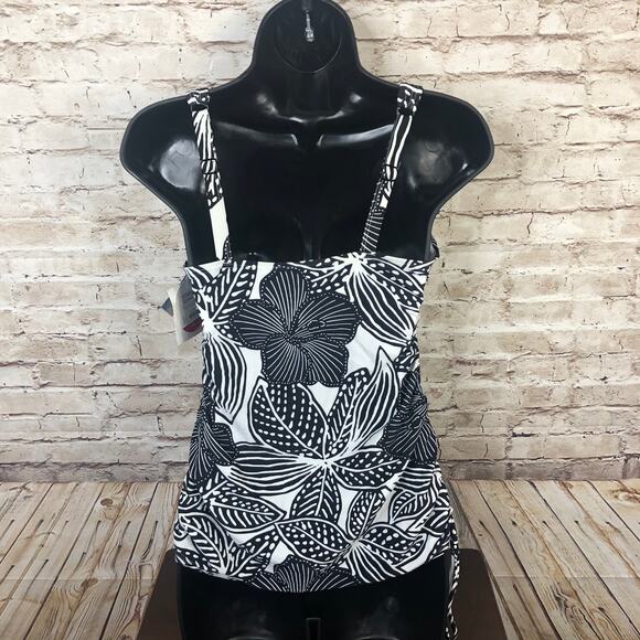 NEW Croft & Barrow Size 6 Floral Tankini Swim Top D Cup Side Drawstring - Picture 5 of 8